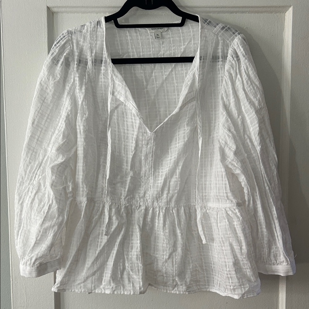 Banana Republic Factory White Peasant Top